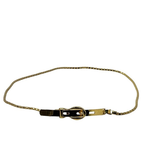 Vintage Gold Skinny Chain Belt Minimalist 70s 80s Disco Era S/M womens belt main image 9